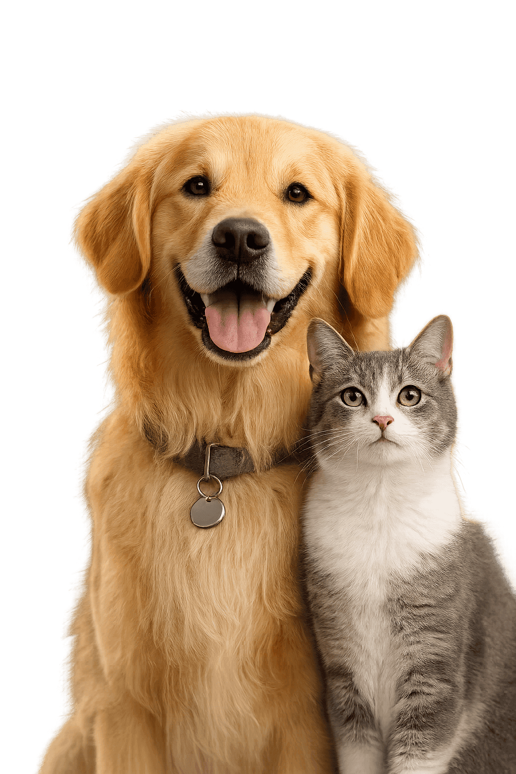 Golden Retriever e gato juntos sob cuidado da Caopestre